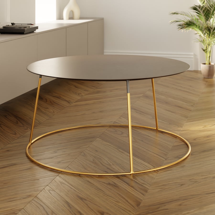 Mesa de centro circular Ansel Brass, preta