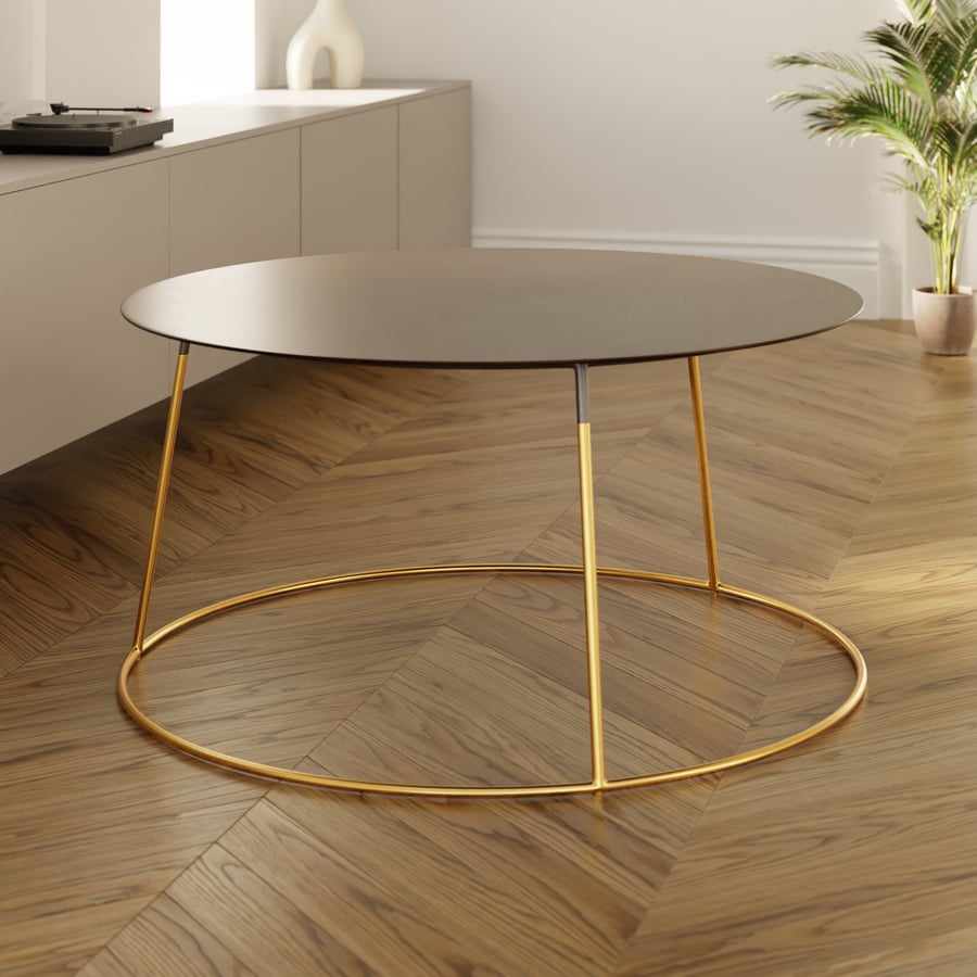 Ansel Brass Circular Coffee Table Model, Black