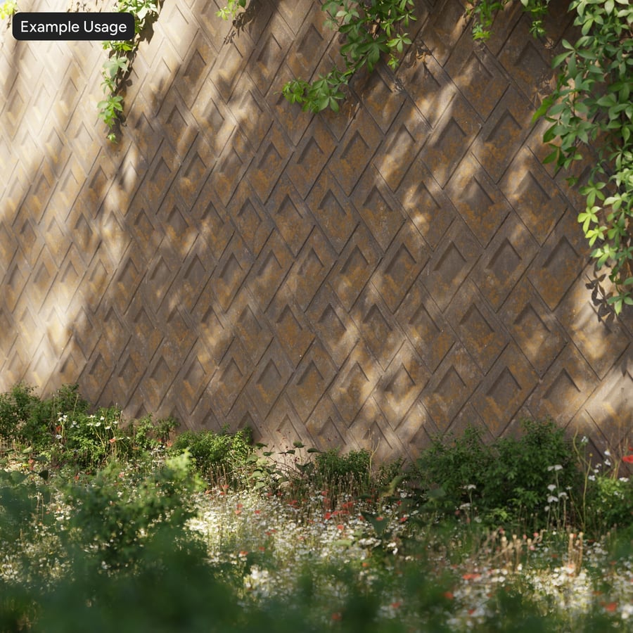 Stamped Herringbone Concrete Retaining Wall Texture