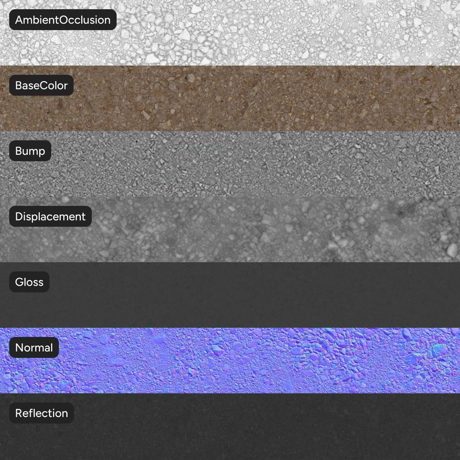 Textura de rocha mista sobre terra