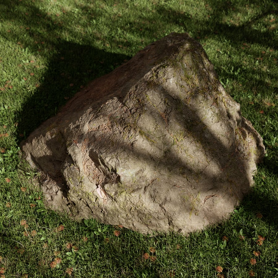 Warm Toned Mossy Jagged Large Rock Boulder Model