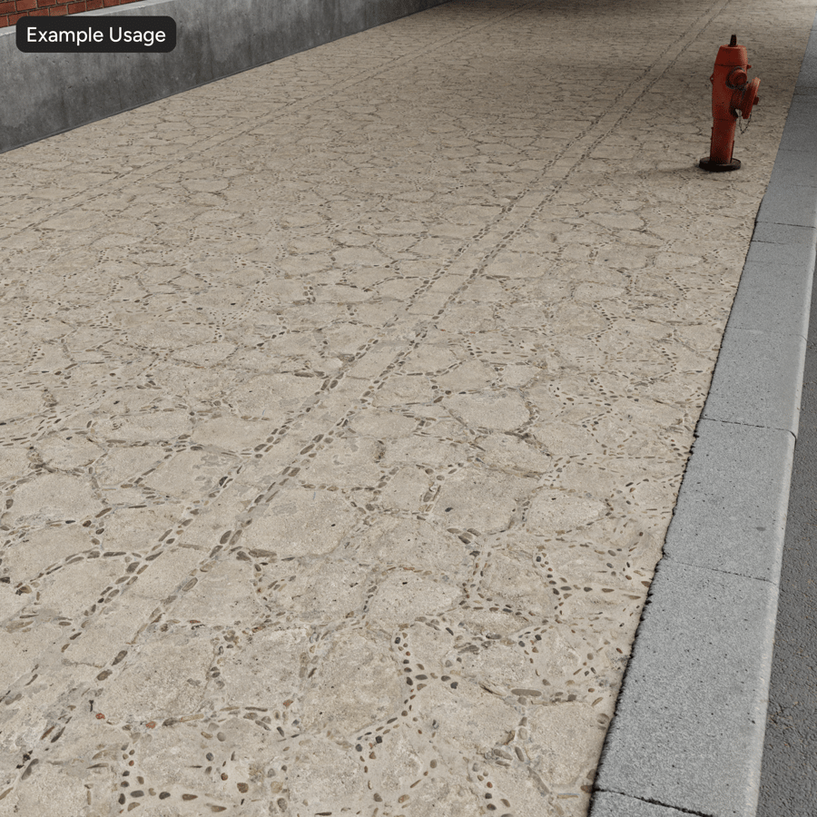 Texture de trottoir mixte en pavés et en béton