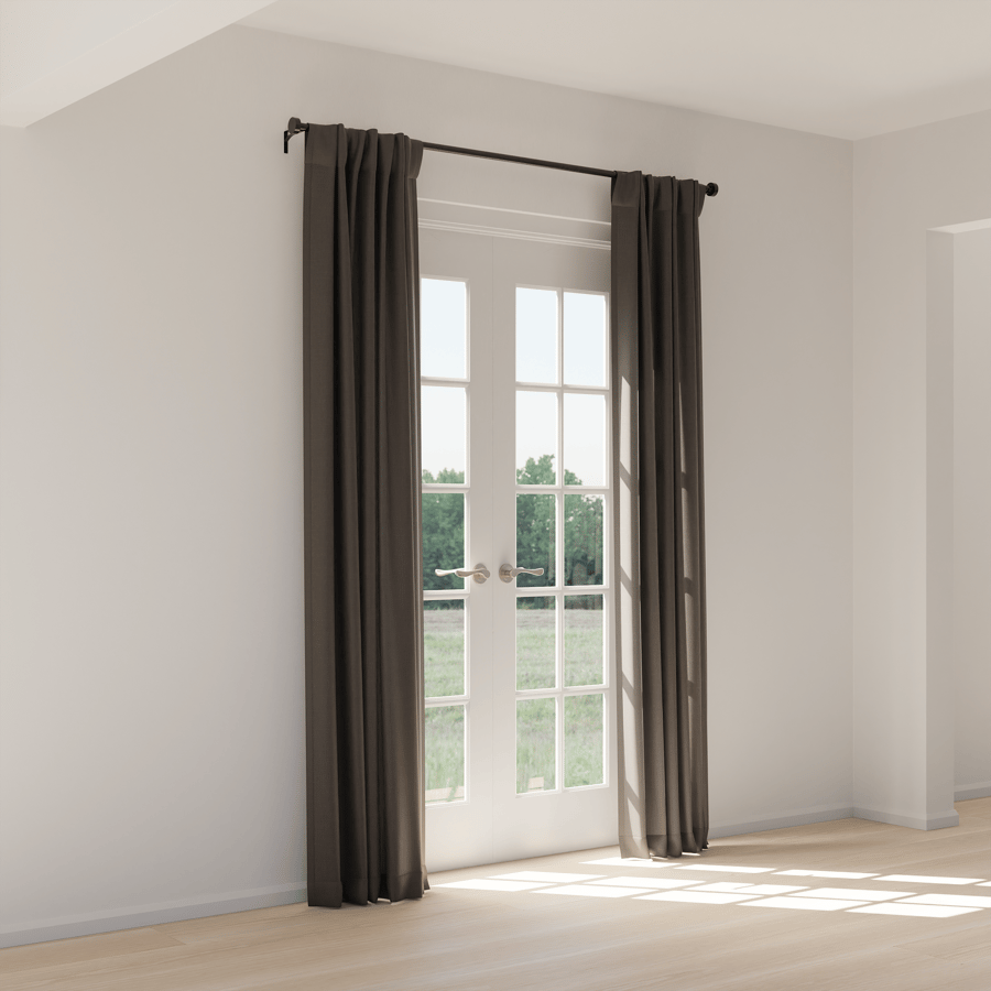 Back Tab Open Curtains Model, Grey