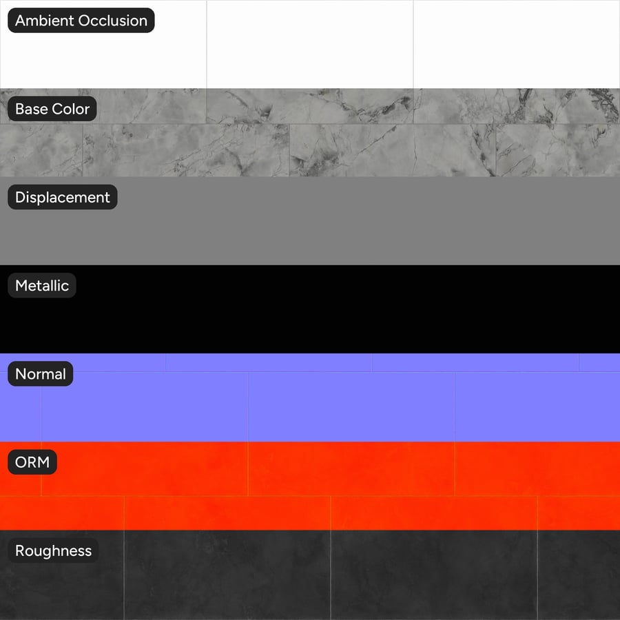 Rectangular Offset Marble Matte Tile Texture, Grey