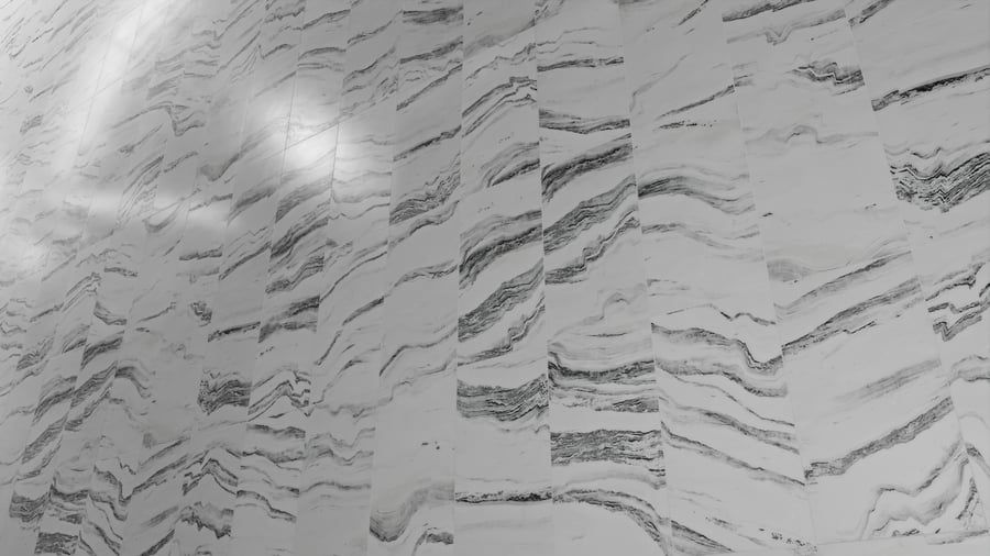 Honed Cipollino Marble Tile Stacked Texture, White & Grey