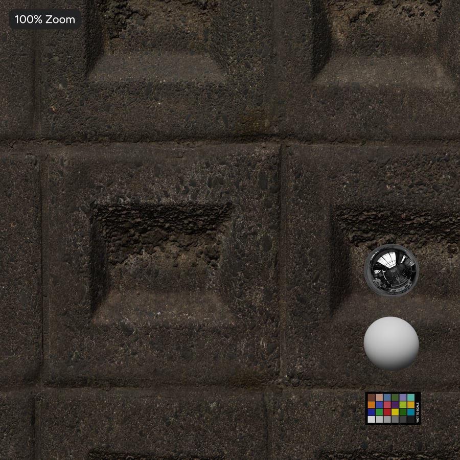 Embossed Concrete Retaining Wall Texture, Dark Grey