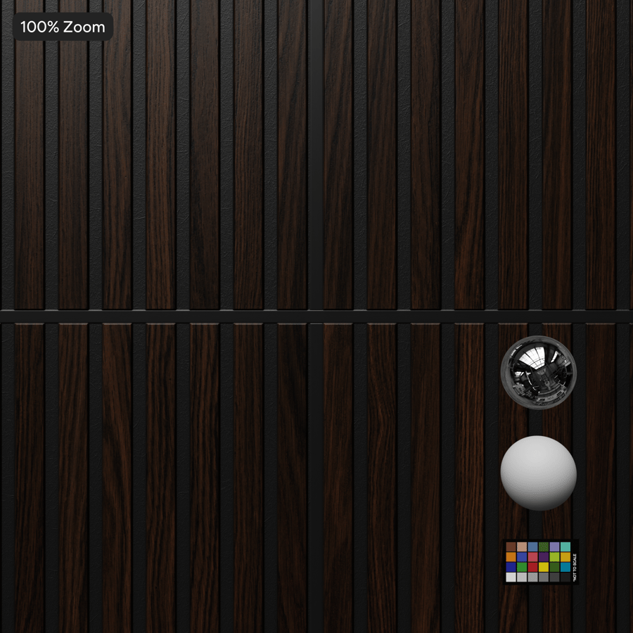 Veneer Wood Slat Panel Wall Texture, Dark Walnut