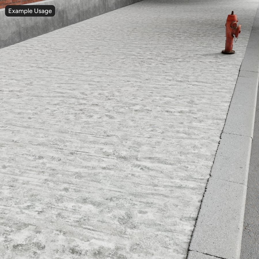 Tire Marks on Snowy Asphalt Texture