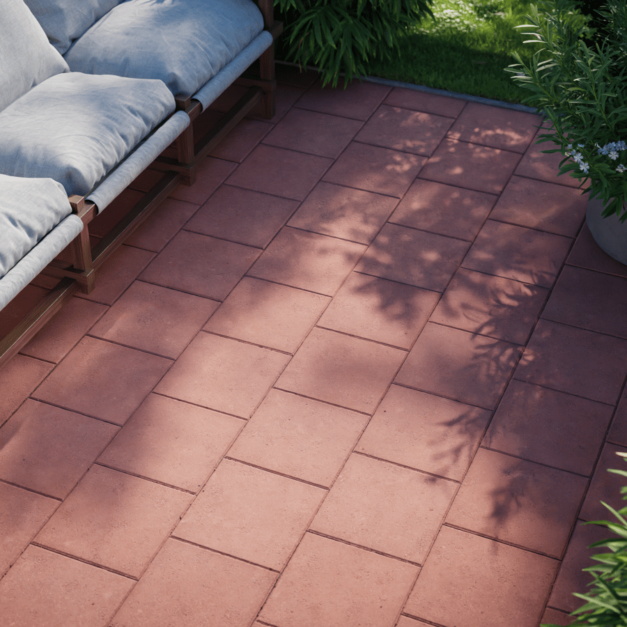 Offset Square Concrete Paving Texture, Red