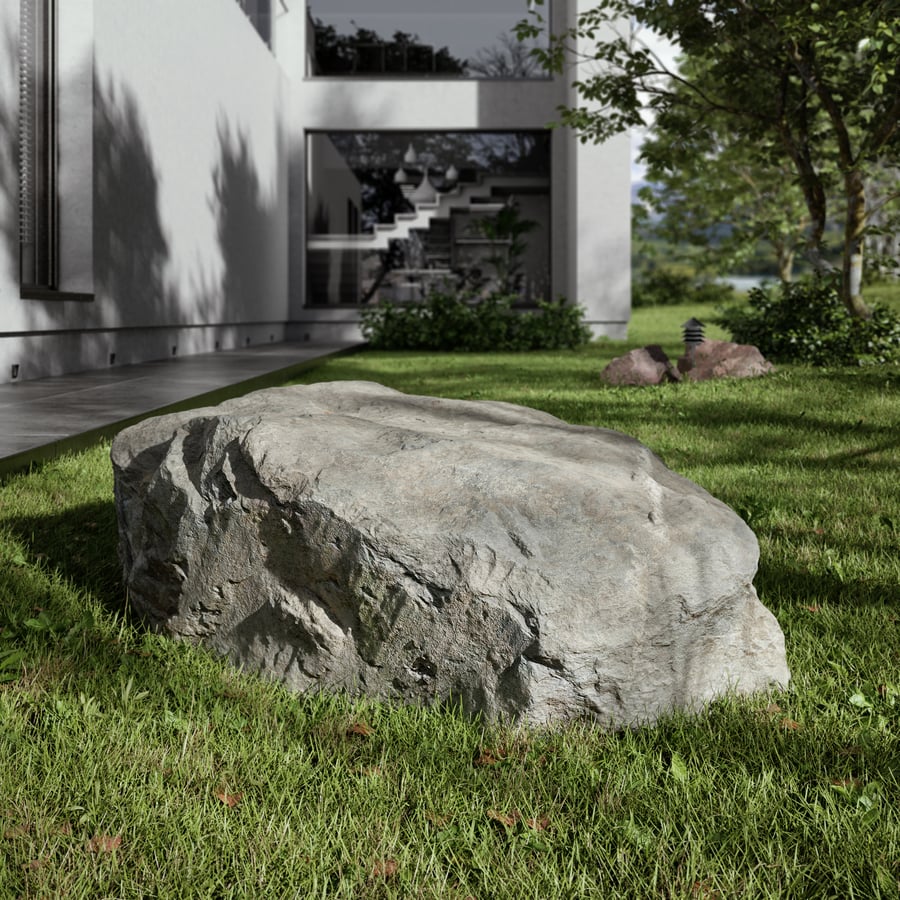 Cool Toned Flat Top Jagged Large Rock Boulder Model