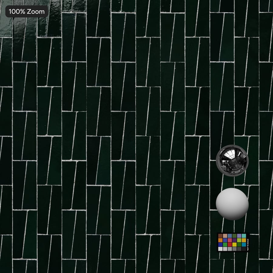 Trapezoidal Zellige blank kakelstruktur, grön