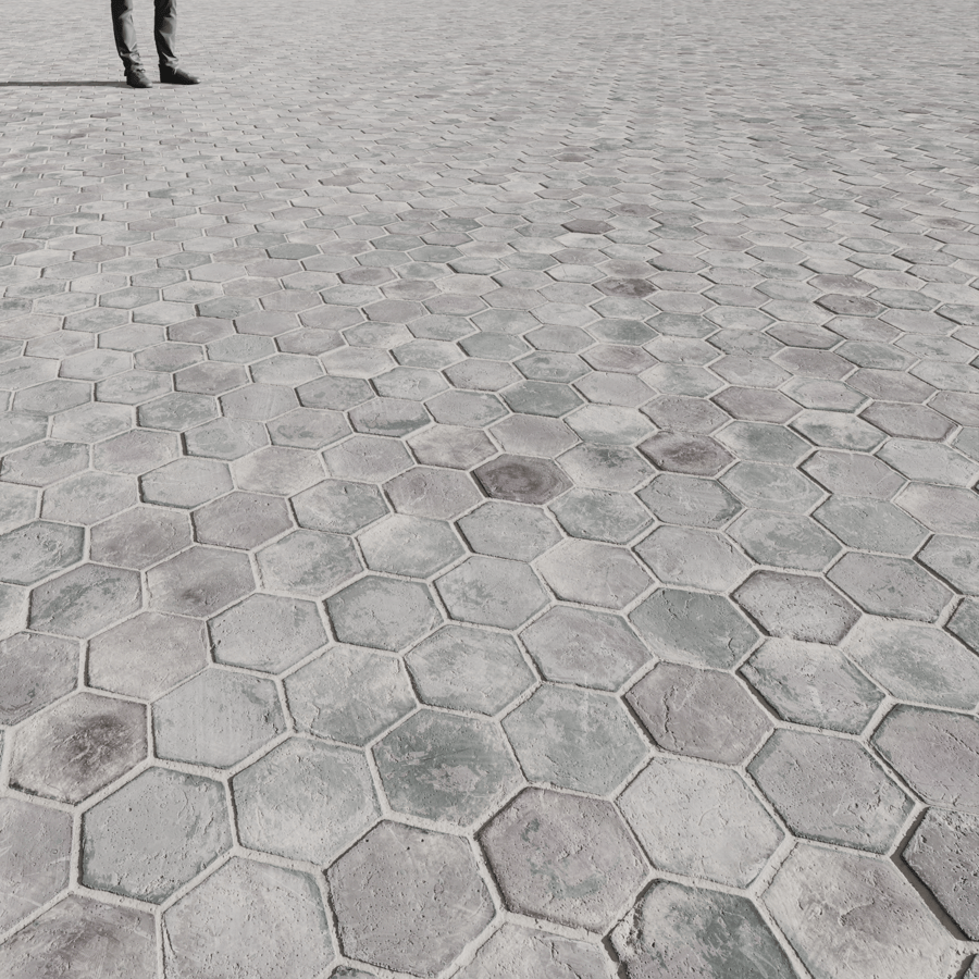 Concrete Hexagon Terracotta Tile Texture, Grey