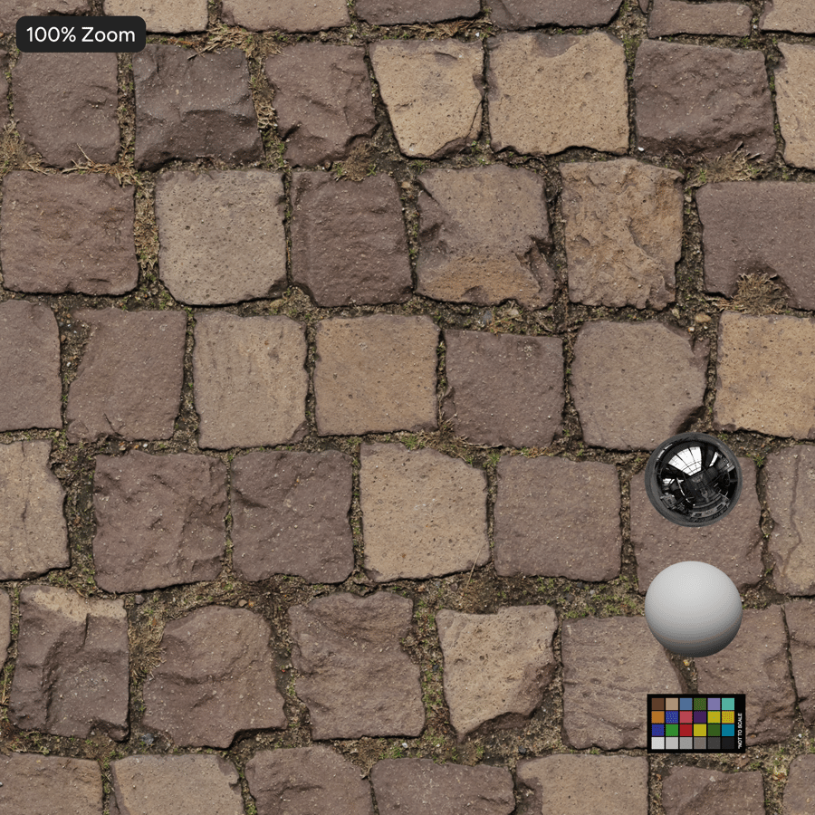 Grass on Cobblestone Paver Texture