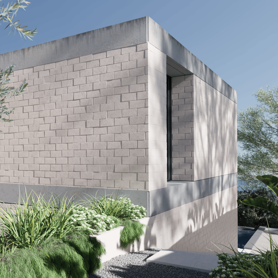 Cinder Block Wall Running Painted Texture, Cream