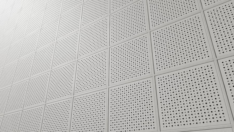 Square Perforated Acoustic Tile Panel Texture, White