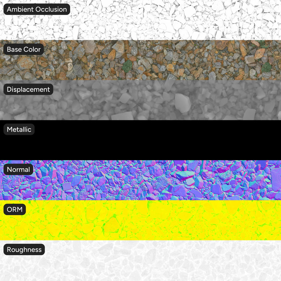 Loose Demolition Rubble and Rock Texture, Grey and Brown