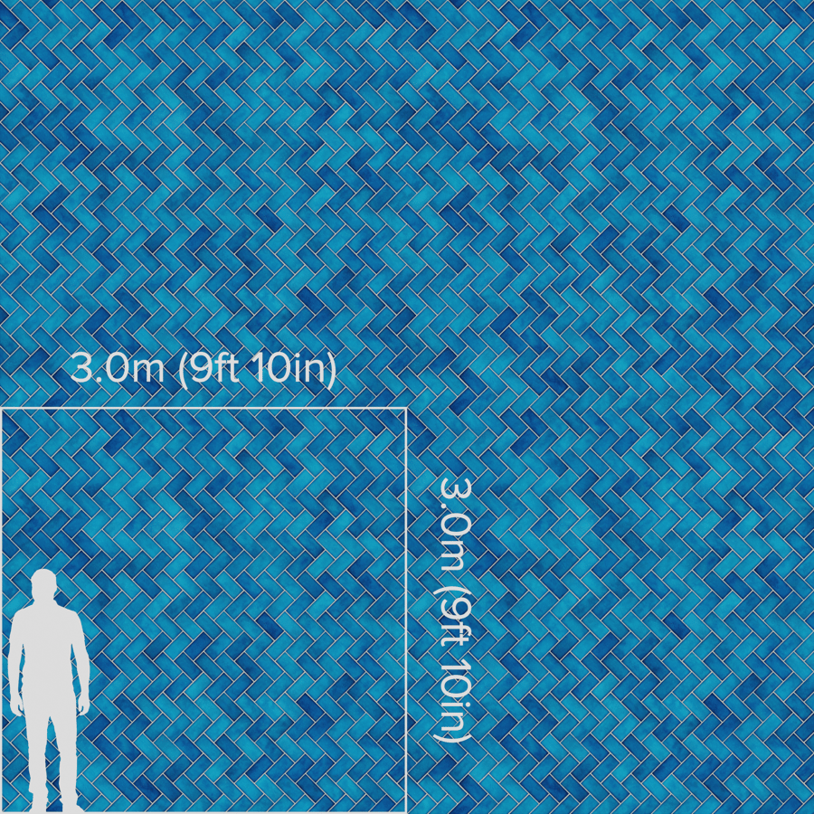 Herringbone Ceramic Glossy Tile Texture, Aqua Blue