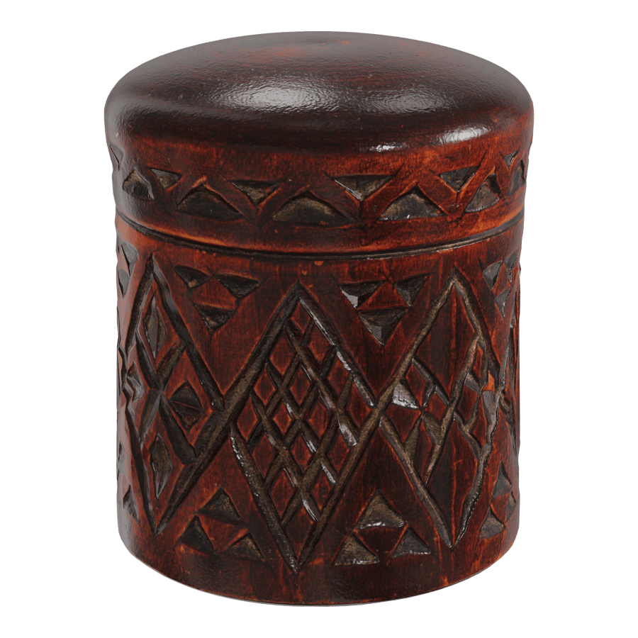 Cylindrical Carved Wooden Box Model