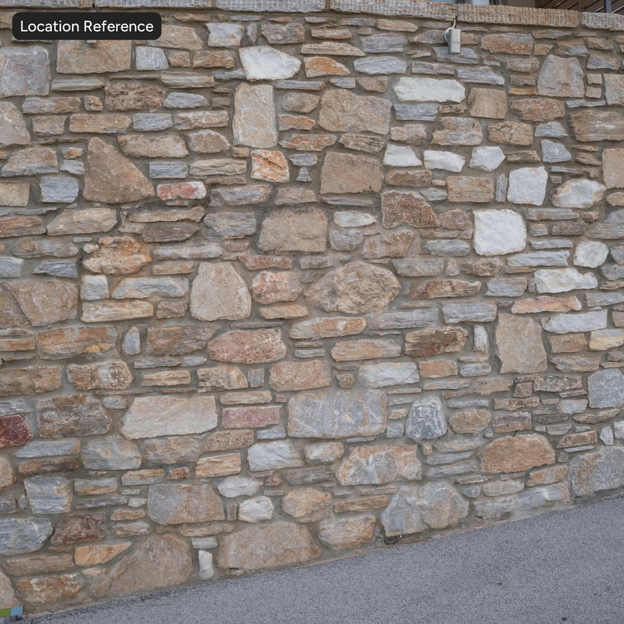 Textura de parede de pedra em ruínas, bege arenoso