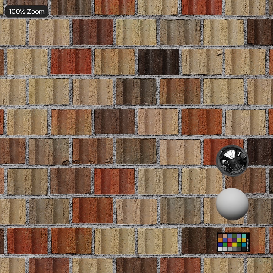 Grooved Header Bond Brick Wall Texture, Multicolored