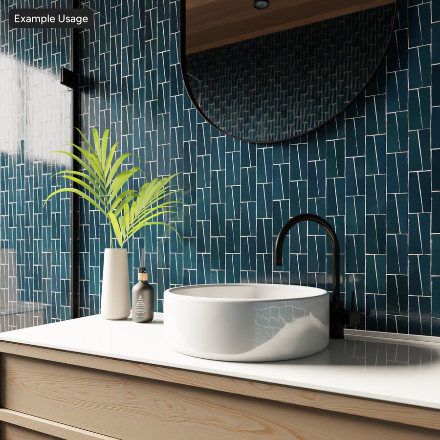 Trapetsformad Zellige blank kakelstruktur, blå