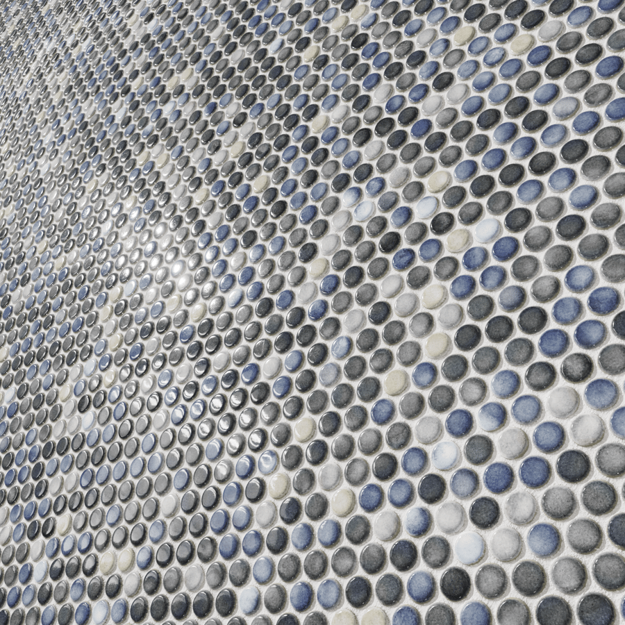 Dark Blend Pattern Penny Round Tile Texture, Blue