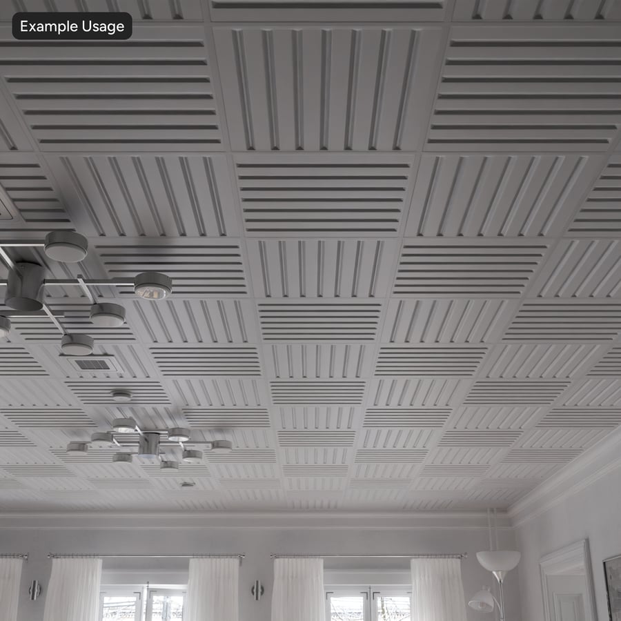 Cross Paneled Drop Πλακάκια οροφής Υφή, Λευκό