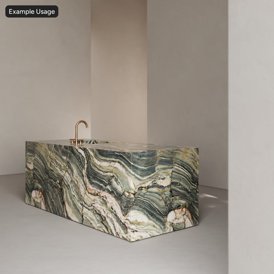 Polished Ceramic Stoneware Slab Texture, Forest Green