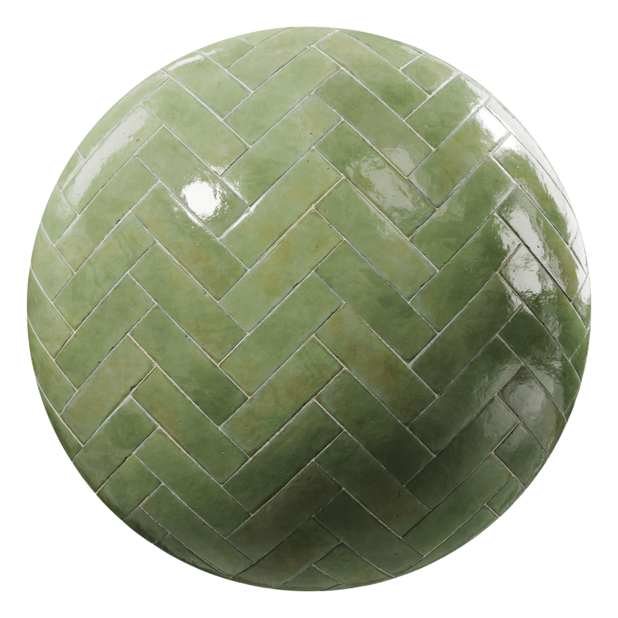 Herringbone Zellige Tile Texture, Green