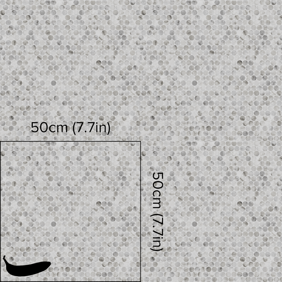 Penny Round Marble Glossy Tile Texture, Grey