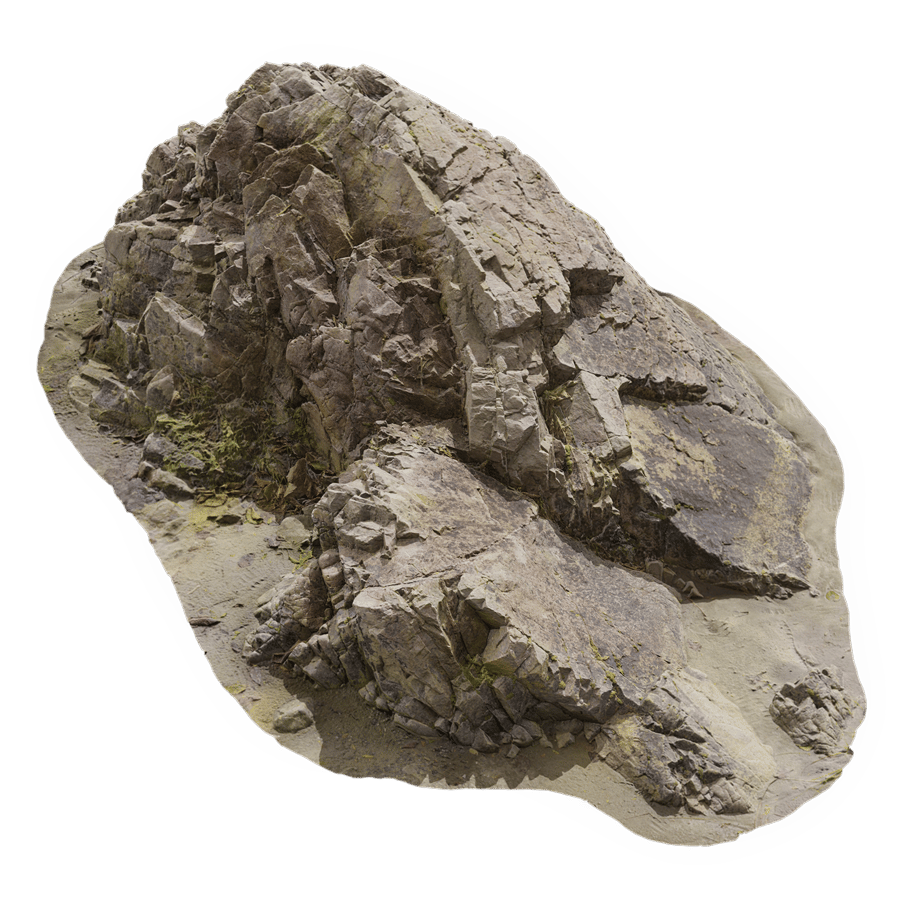 Large Jagged Beach Rock Model