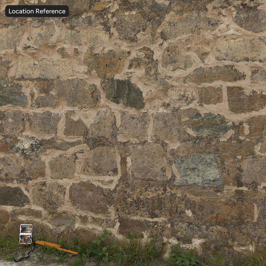 Old Mortared Rubble Stone Wall Texture