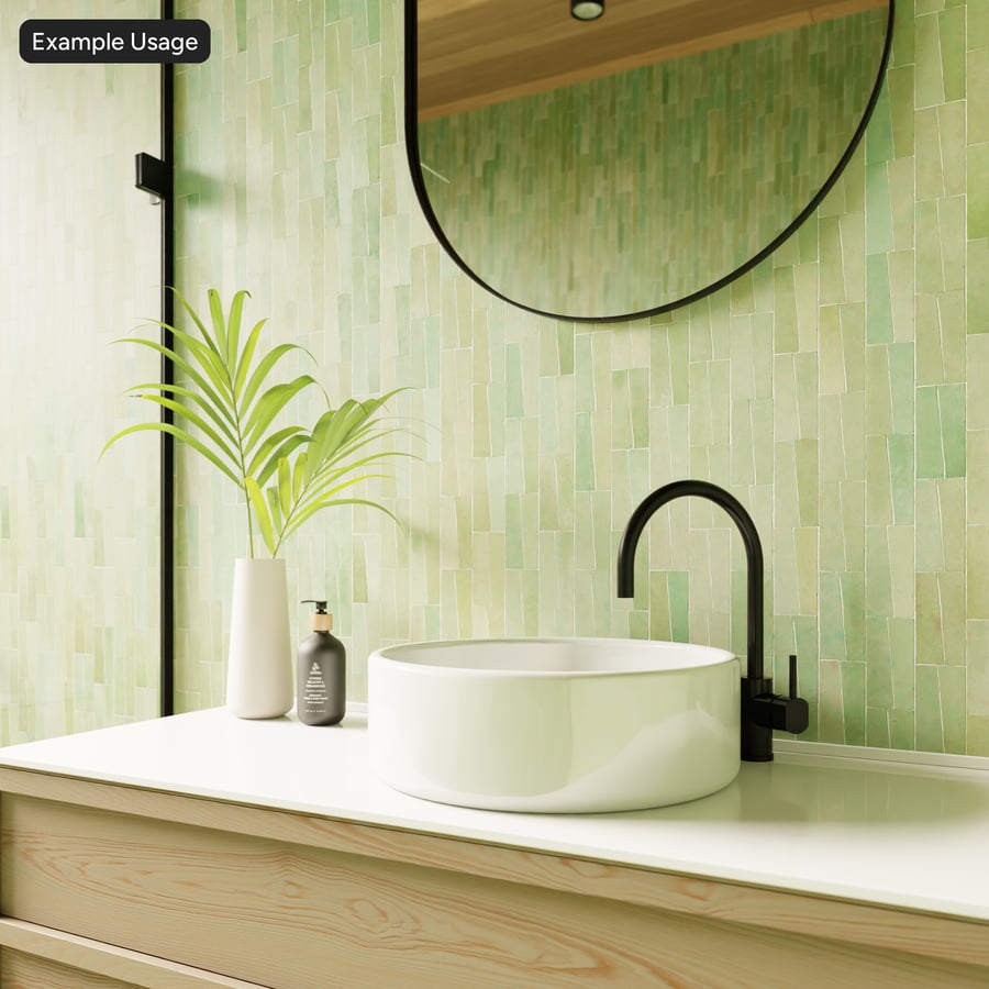 Trapezoidal Zellige Matte Tile Texture, Green