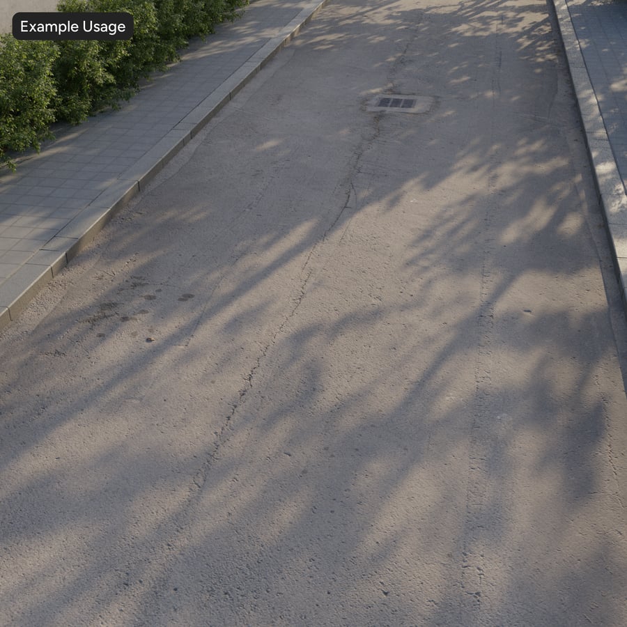 Worn Asphalt Road with Drain Texture, Grey