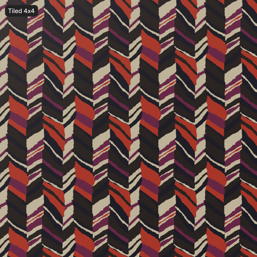 Abstract Chevron Upholstery Fabric Texture, Red Multicolor