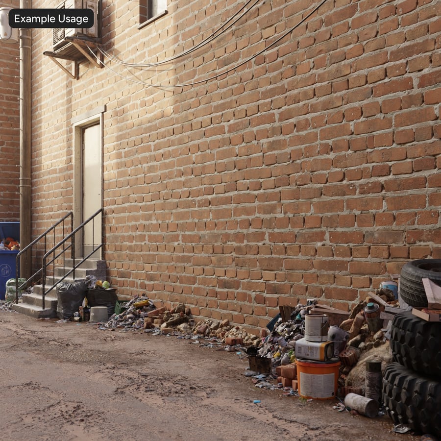 Old Mortared English Bond Brick Wall Texture, Red