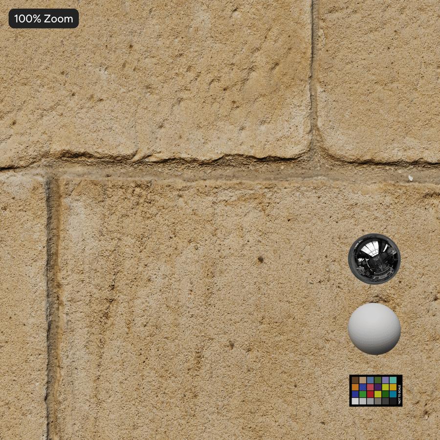 Erodovaná stěna z kamenných bloků s běžícím pojivem, žlutá