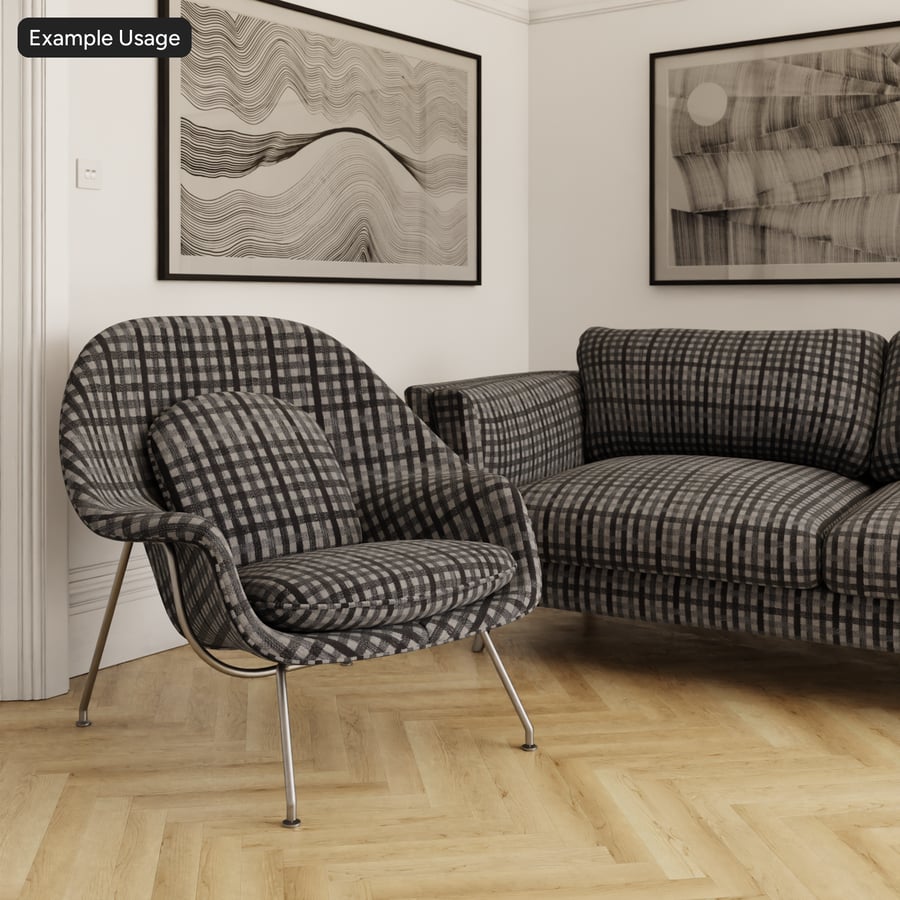 Plaid Upholstery Fabric Texture, Grey