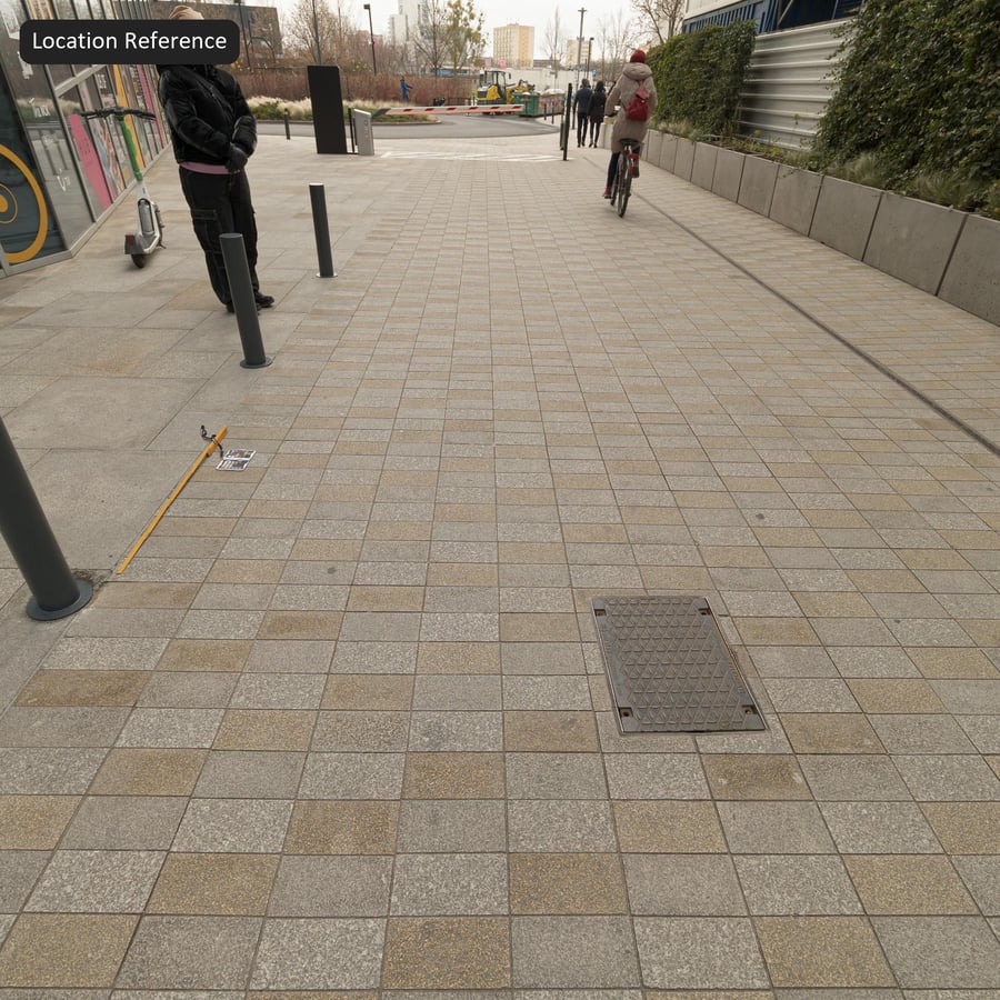 Rechthoekige gestapelde granieten bestratingstextuur, beige