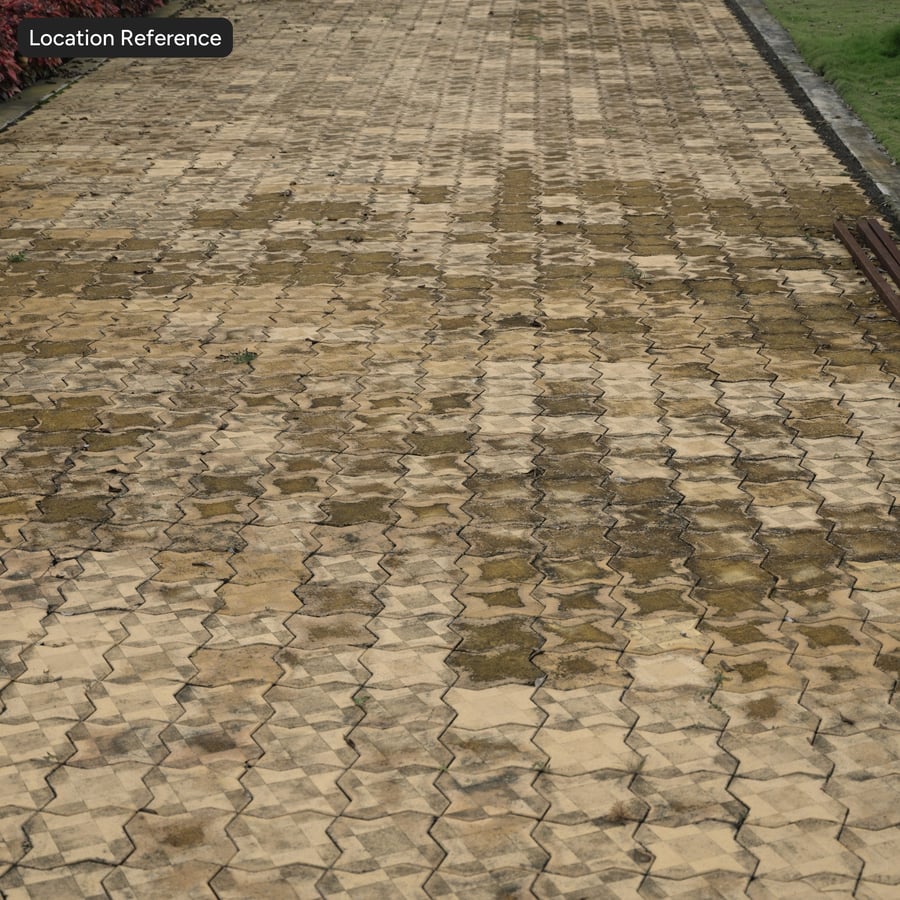 Pavimentazione impilata quadrata a zig-zag sporca, giallo