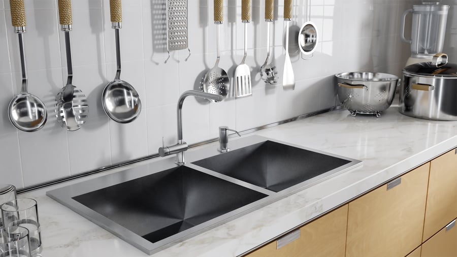 Stainless Steel Double Bowl Kitchen Sink Model, Dark Grey