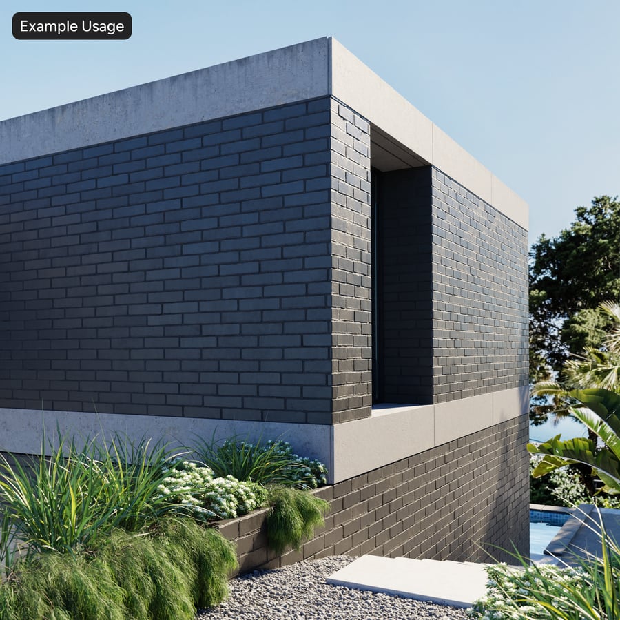 Glossy Painted Running Bond Bond Brick Wall Texture, Black