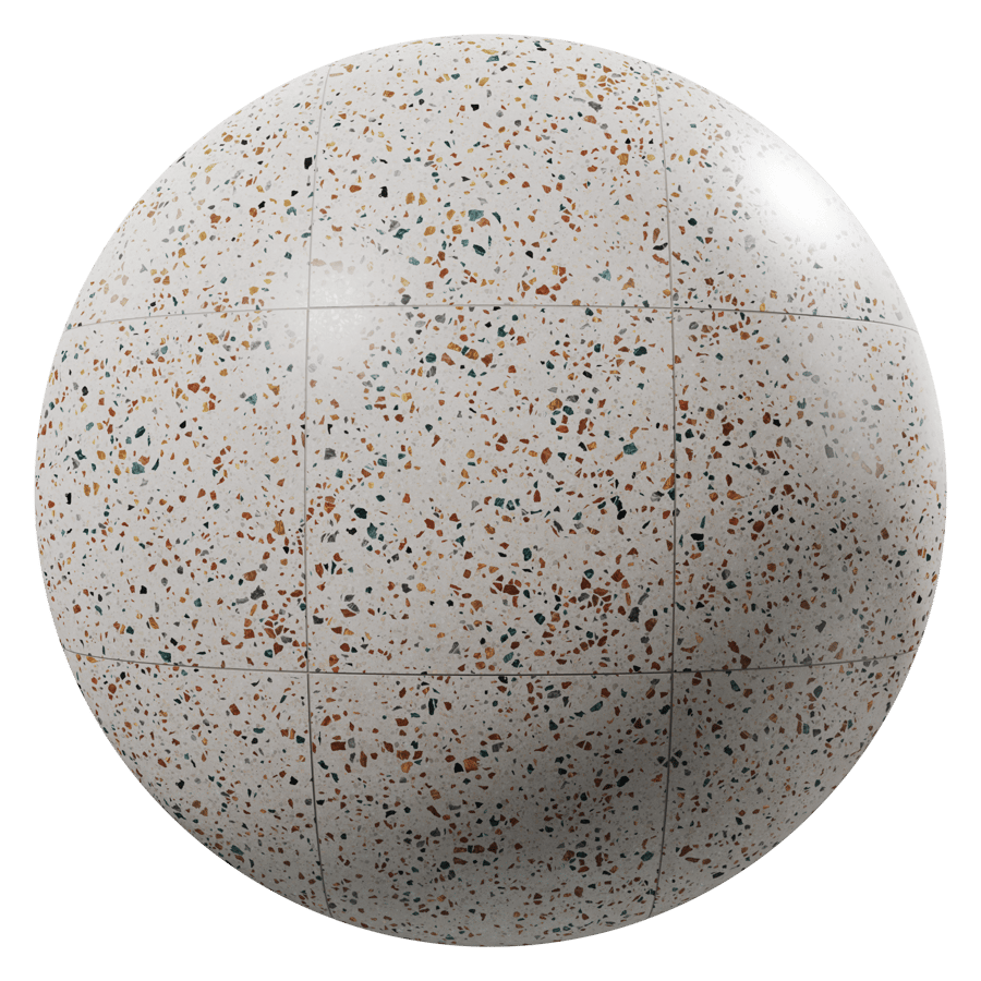 Multicolored Honed Venetian Terrazzo Tile Texture, White