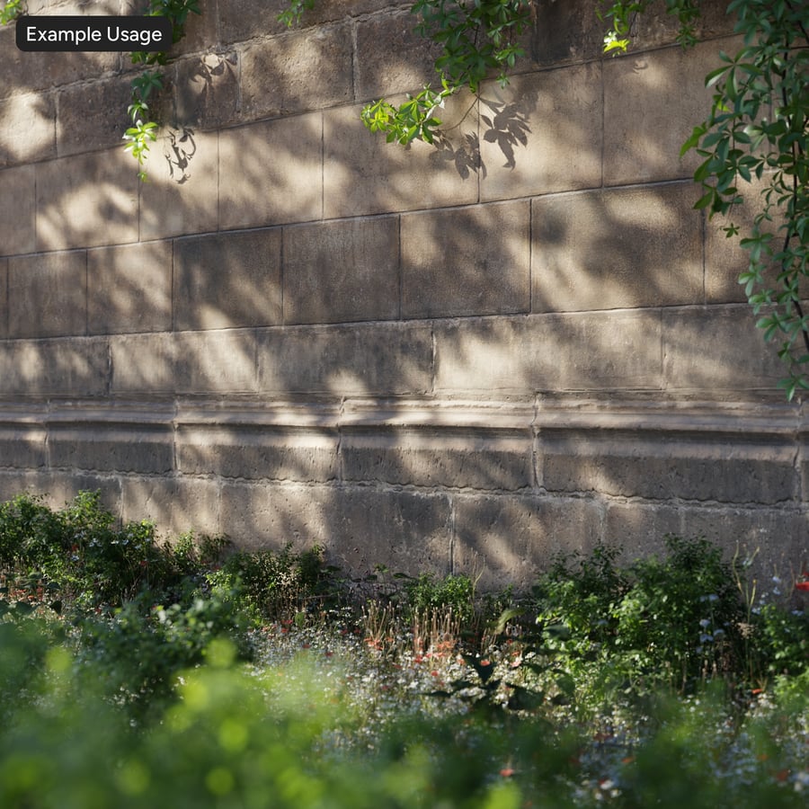 Aged Stone Block Wall Texture with Grid