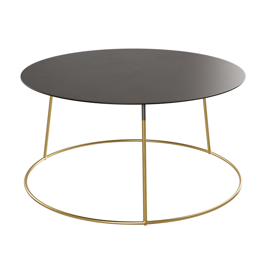 Ansel Brass Circular Coffee Table Model, Black