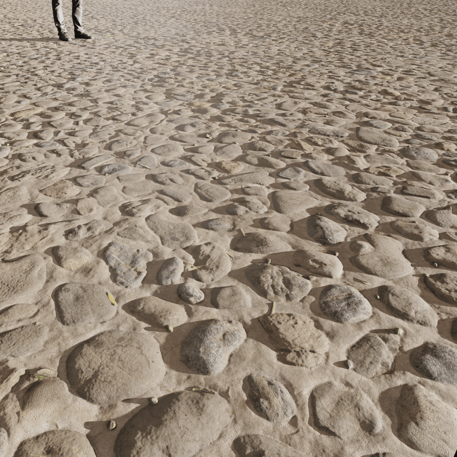 Smooth Cobblestone Path Ground Texture, Beige