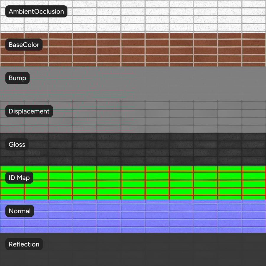 Dragfaced Stack Bond Brick Wall Texture, Red
