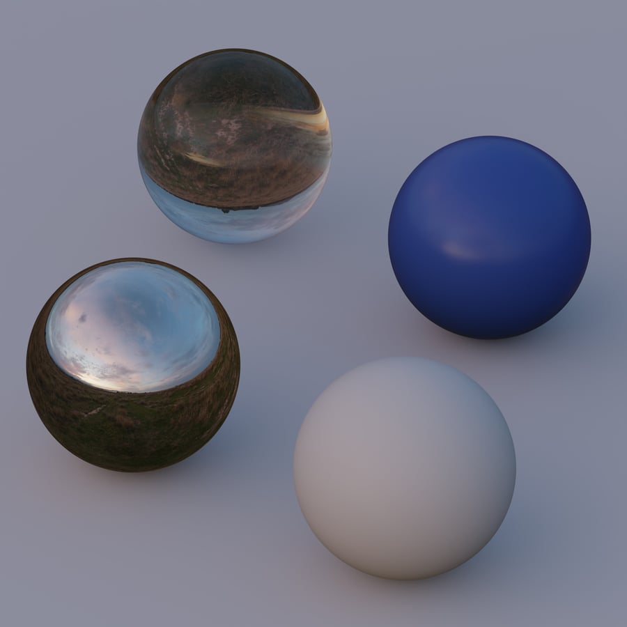 HDRI divokého pole při oblačném západu slunce