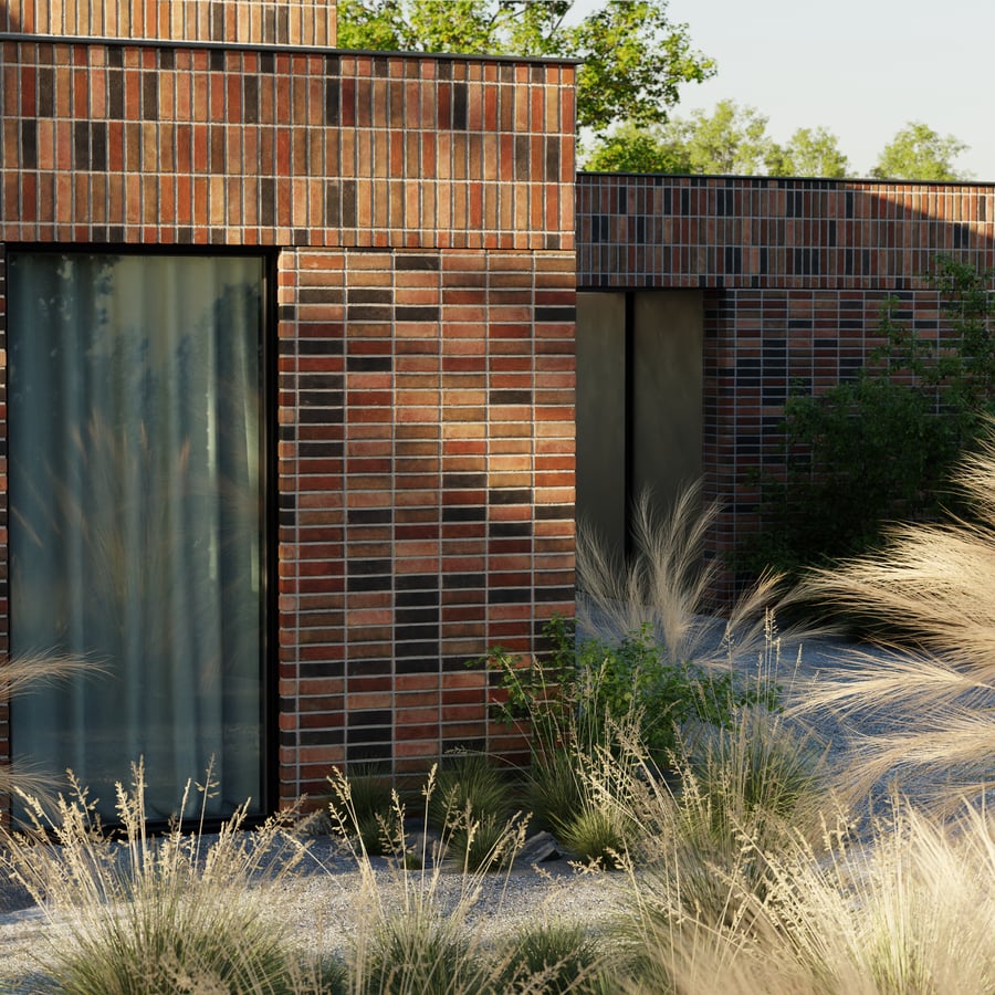 Sandfaced Stack Bond Brick Texture, Burnt Orange