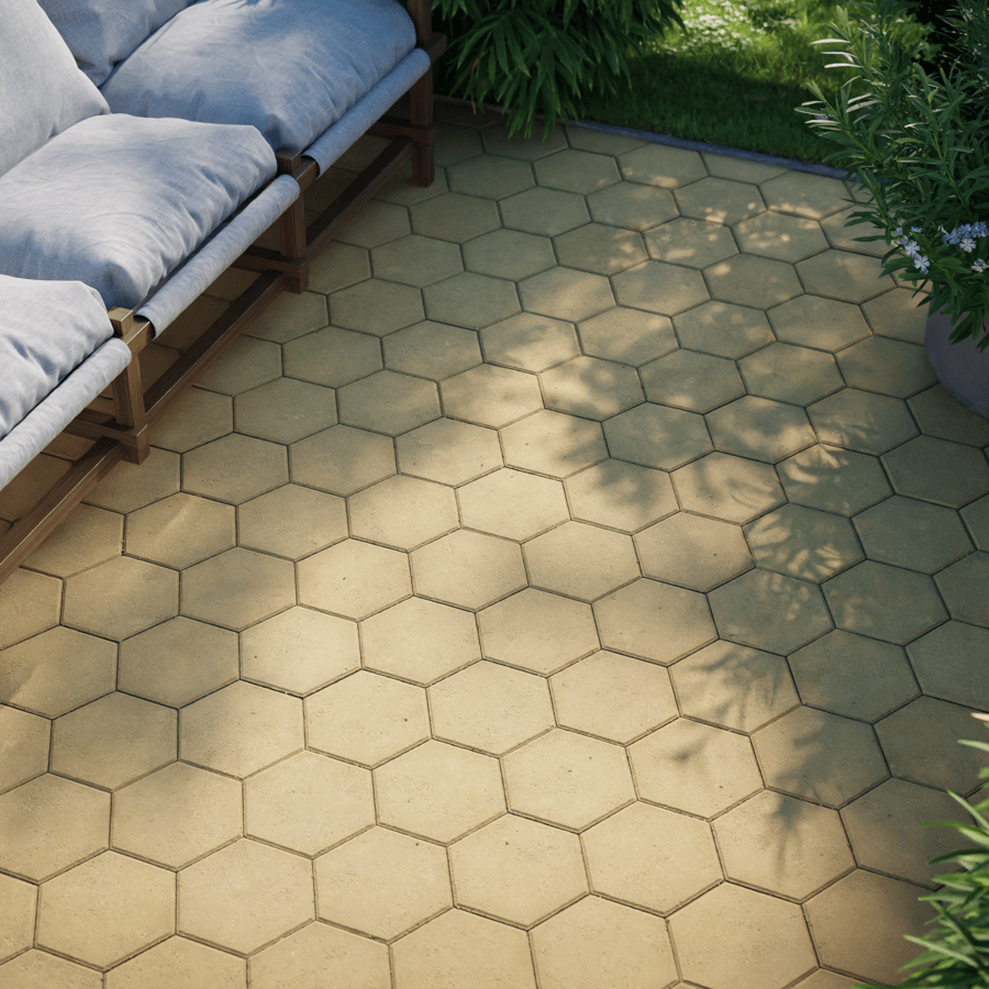 Hexagonal Concrete Paving Texture, Yellow